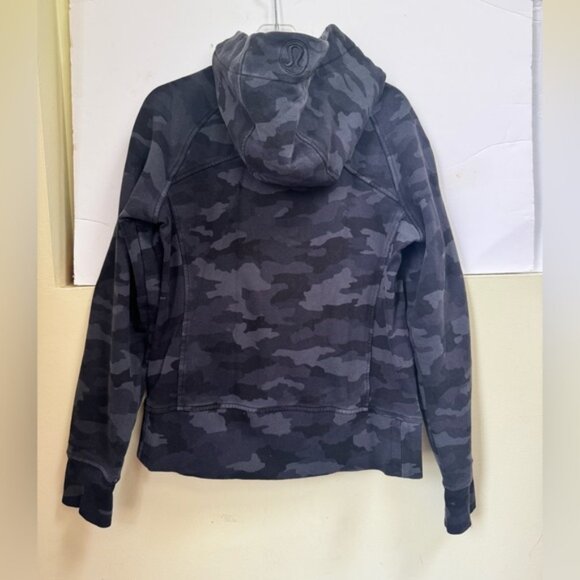Lululemon Scuba Hoodie Light Cotton Fleece Jacket Pockets Zip Camo Deep Coal 10 - Picture 6 of 16